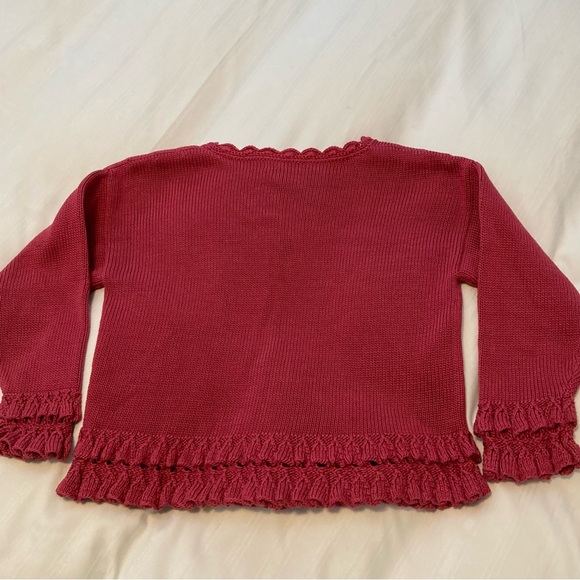 Vtg Renattoni Girls Hand Made Cardigan/ Crocheted Trim, Farm House Button Down - Picture 3 of 8